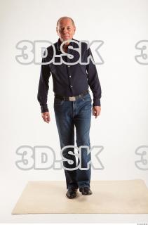 Walking pose blue deep shirt jeans of Ed 0003